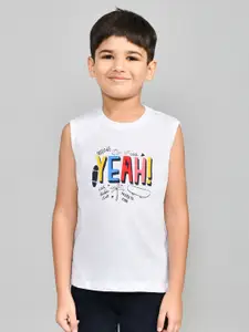 Lux Cozi Boys Printed Round Neck Sleeveless Pure Cotton T-shirt With Shorts