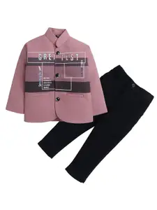 BAESD Boys Printed Mandarin Collar Jodhpuri Coat With Trousers