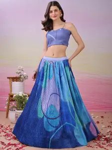 SAPTRANGI Printed Beads And Stones Ready To Wear Lehenga With Blouse