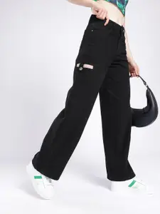 glitchez Women Baggy Jeans With Side Cut Out Detail