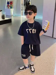 StyleCast x Revolte Boys Typography Printed Pure Cotton T-shirt With Shorts