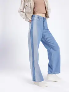 glitchez Women Baggy Wide Leg High-Rise Heavy Fade Jeans