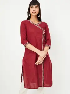 max Women Geometric Embroidered V-Neck Angrakha Kurta