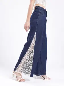 glitchez Women Palazzo Fit Lace Paneling High-Rise Jeans