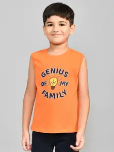 Lux Cozi Boys Printed Round Neck Sleeveless Pure Cotton T-shirt With Shorts