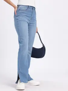 glitchez Women Slit Hem Wide Leg Jeans