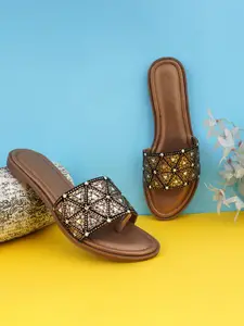 BAESD Women Embellished Synthetic Leather Party Open Toe Flats