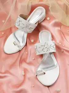 House of Pataudi Floral Embroidered Block Heels