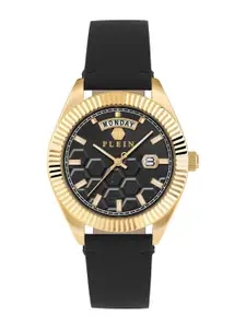 PHILIPP PLEIN Men Brass Dial & Leather Straps Analogue Watch PWPVA0224
