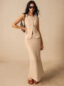 Chemistry Square Neck Sleeveless Waistcoat With Maxi Skirt Co-Ords