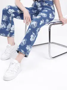 glitchez Women Floral Printed Bootcut Jeans