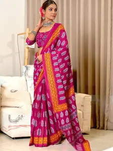 Anouk Floral Pure Cotton Ikat Saree