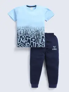 Todd N Teen Boys Graphic Printed Pure Cotton T-shirt With Joggers