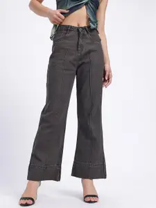 glitchez Women Pure Cotton Light Fade Wide Leg Jeans