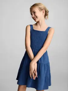 Mango Kids Girls Cotton Smocked Tiered Fit & Flare Dress