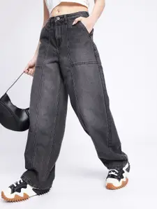 glitchez Women Panelled Baggy High-Rise Jeans