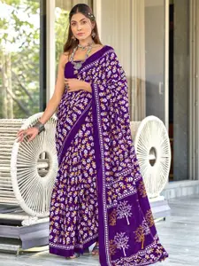 Anouk Floral Pure Cotton Ikat Saree