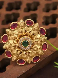 SGA FASHION Gold Plated American Diamond Stone Studded Finger Ring