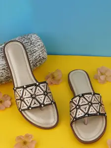 BAESD Women Embellished Open Toe Flats