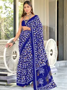 Anouk Floral Pure Cotton Ikat Saree