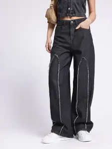 glitchez Women Baggy Fit Patch Detail Jeans