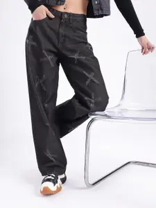 glitchez Women Baggy Cat Scratched Jeans