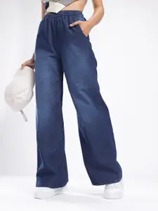 glitchez Women Light Fade Wide Leg Stretchable Jeans