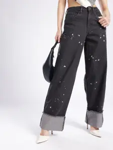 glitchez Women Printed Baggy High-Rise Stretchable Jeans