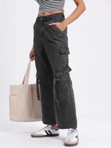 glitchez Women Cargo Style Wide Leg Jeans