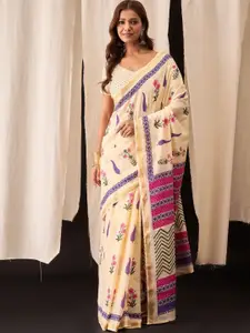 Anouk Floral Pure Cotton Ikat Saree