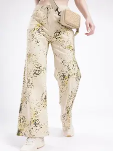 glitchez Women Abstract Printed Wide Leg Jeans