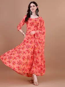 Raiyani Fashion Women Floral Print Applique Fit & Flare Maxi Dress