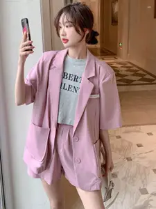 StyleCast Notched Lapel Coat With Shorts Co-Ords Set