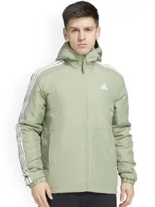 ADIDAS Men Hooded Striped Padded Jacket