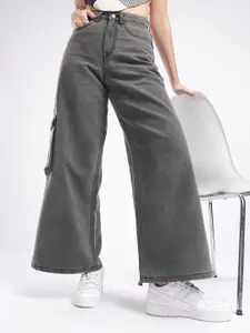 glitchez Women Utility Wide Leg High-Rise Jeans
