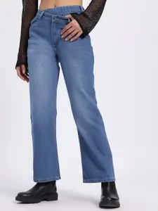 glitchez Women Asymmetric Closure Baggy Fit Jeans