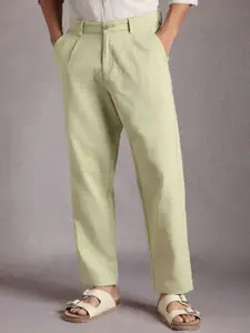 Louis Philippe Sport Men Self Design Textured Regular Fit Pleated Trousers