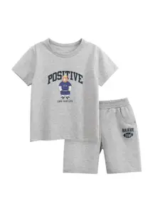 StyleCast x Revolte Boys Printed Pure Cotton T-shirt With Shorts