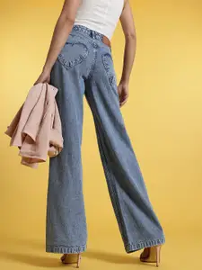 glitchez Women Vintage Wide Leg Fit Jeans
