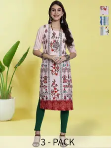 Anouk Rustic Women Pack of-3 Ethnic Motifs Printed Crepe Kurta
