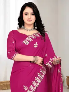 Avirat Designer Studio Embroidered Sequinned Pure Georgette Banarasi Saree