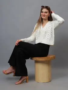 Fashion Gaiia Women Woollen Crop Cardigan Sweaters