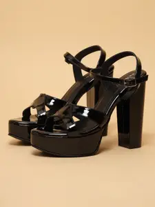 ERIDANI Solid Augustine Platform Heels Sandals
