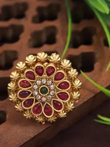 SGA FASHION Gold Plated American Diamond Stone Studded Finger Ring