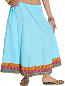 Exotic India Plain Midi Skirt From Pilkhuwa With Patch Border