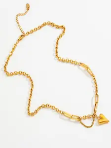 TEULRIP Gold-Plated Stainless Steel Slender Heart Pendant Necklace
