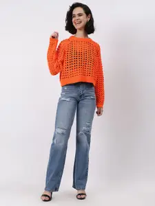 Fashion Gaiia Women Self Design Cable Knit Woollen Pullover