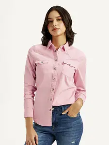 Levis Women Solid Spread Collar Cotton Casual Shirt
