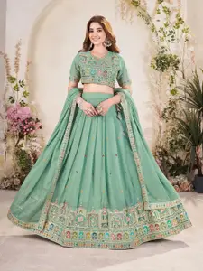 SHOPGARB Embellished Sequinned Semi-Stitched Lehenga & Unstitched Blouse With Dupatta