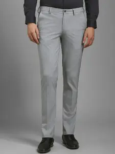 Louis Philippe Men Textured Checked Slim Fit Formal Trousers